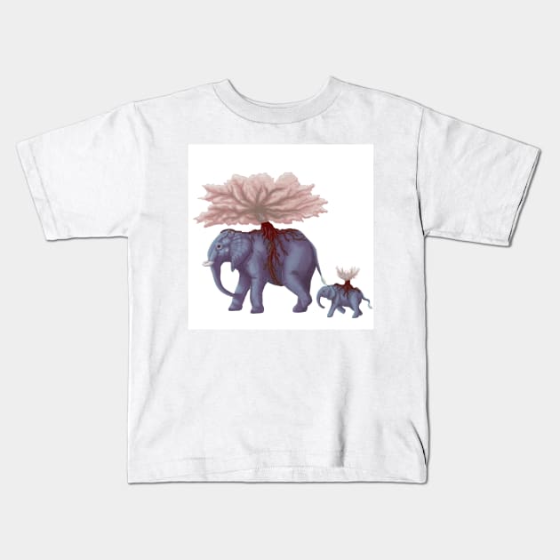 Colourful Elephant Trees Kids T-Shirt by Xetalo